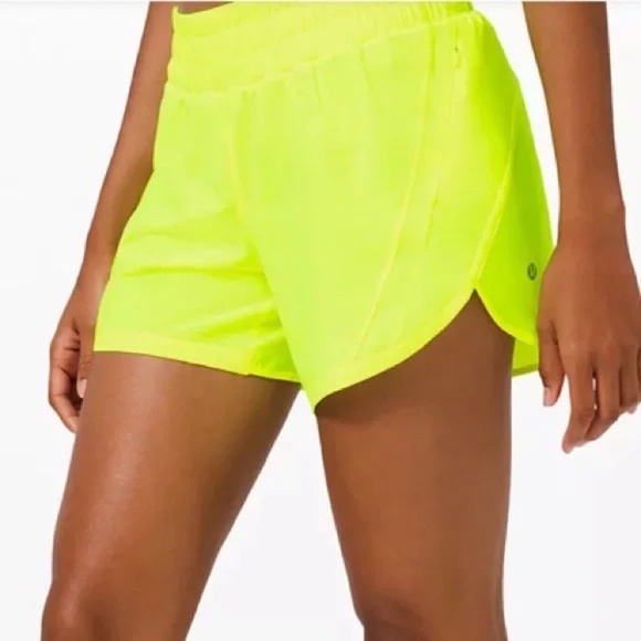 lululemon athletica Pants - LULULEMON Running Short 5” Lined Track That MR Short- Highlight Yellow - Size 4
